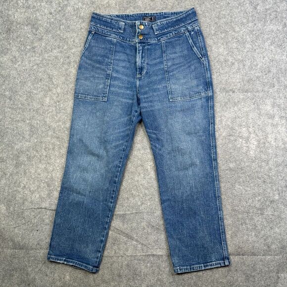 Abercrombie & Fitch Jeans Ultra High Rise Straight Womens 32/14R Blue Denim - Picture 1 of 11